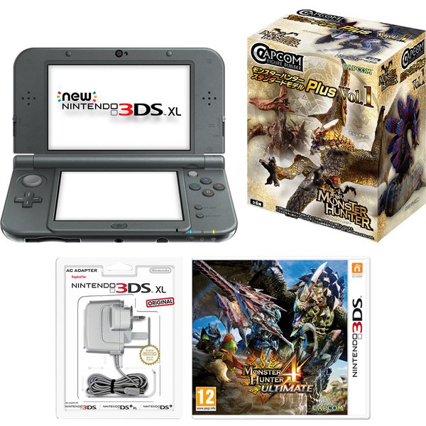 New Nintendo 3DS XL Metallic Black + Monster Hunter 4 Ultimate Pack
