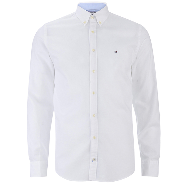 Tommy Hilfiger Men's Two Tone Dobby Shirt - Classic White Mens Clothing | TheHut.com