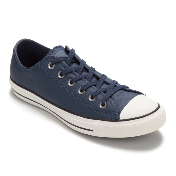 navy blue leather converse