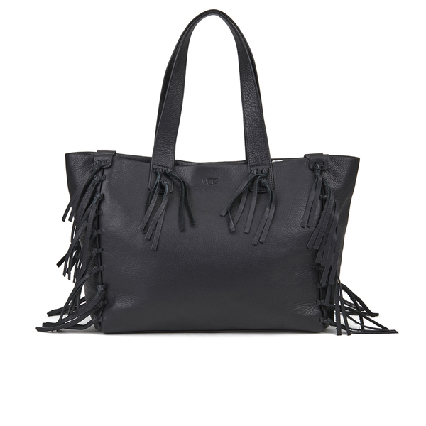 UGG Women's Lea Leather Fringed Tote Bag - Black