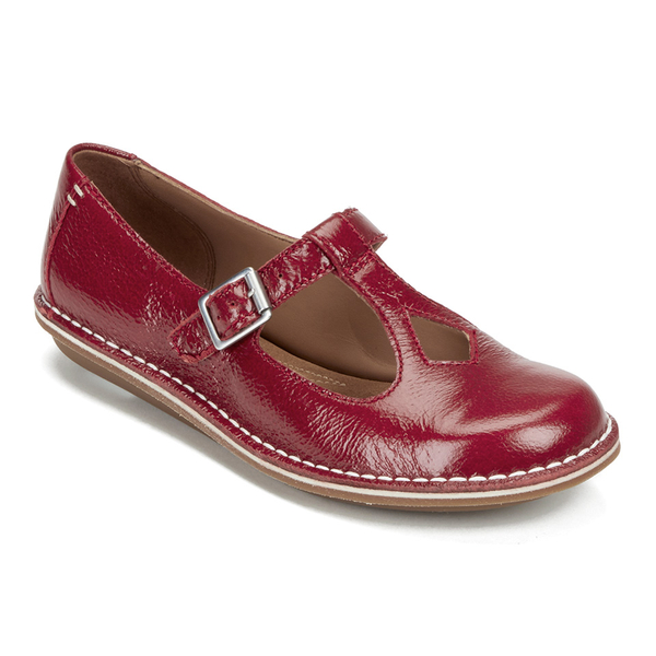 Clarks Women's Tustin Talent Leather Mary Jane Flats Red Womens