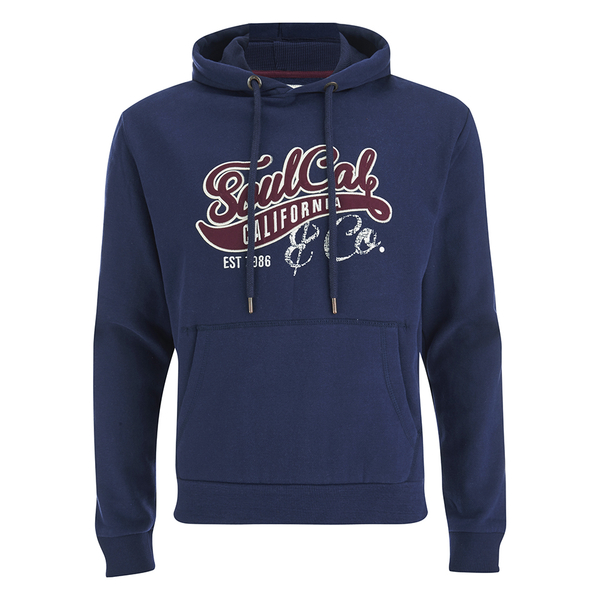 Soul Cal Men's Cracked Print Logo Hoody - Navy Mens Clothing | us.Zavvi.com
