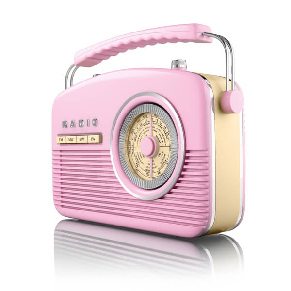 Akai Vintage 50s Style Portable Retro AM/FM Radio Pink IWOOT