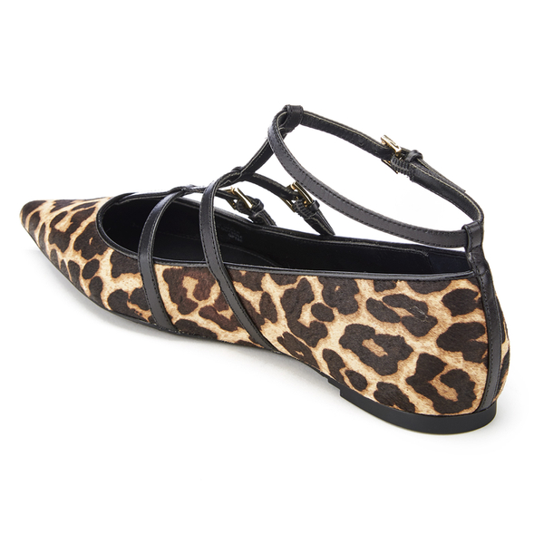 MICHAEL MICHAEL KORS Women's Marta Leopard Calf Pointed Flats - Natural ...
