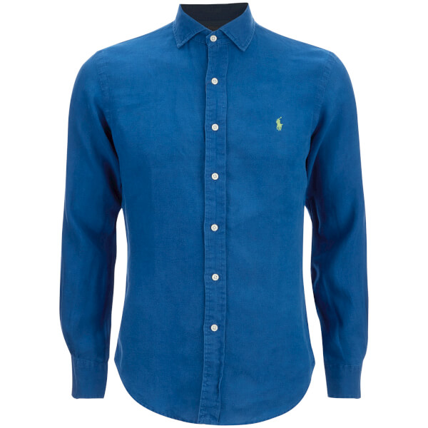 Polo Ralph Lauren Men's Slim Fit Long Sleeve Linen Shirt - Chalet Blue ...
