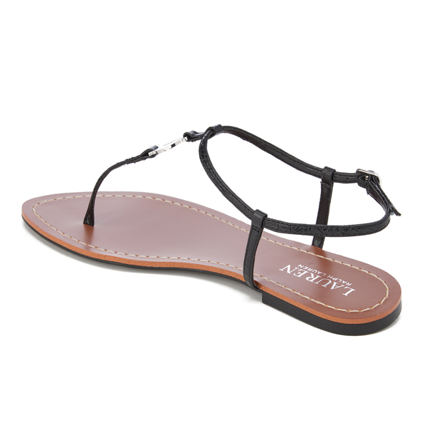 Lauren Ralph Lauren Women's Aimon T-Bar Croc Flat Sandals - Black ...