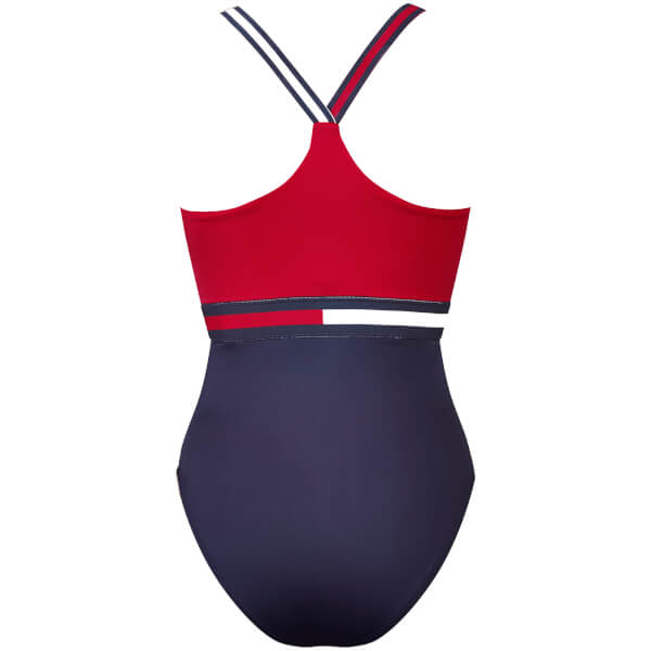 Tommy Hilfiger Women's Hanalei Bathing Suit - Crimson/Navy Clothing ...