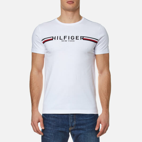 Large long tommy hilfiger white t shirt mens qualicum beach long