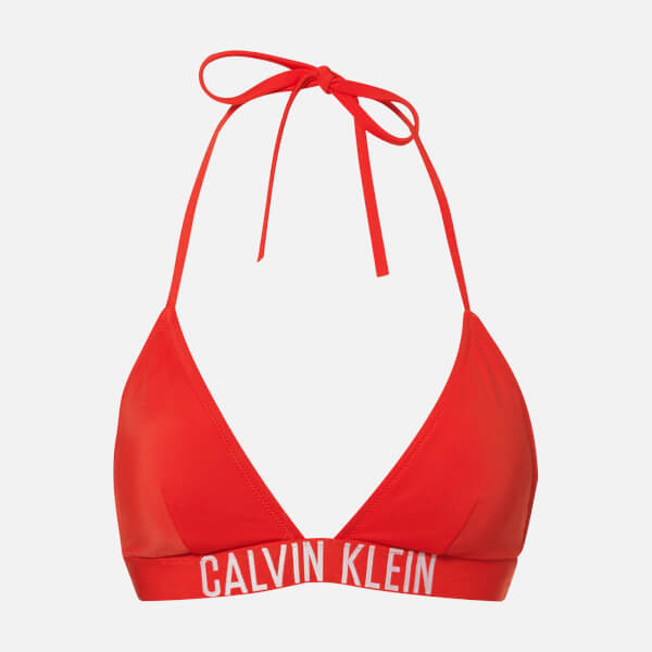 Calvin Klein Women's Triangle Bikini Top - Fiery Red Clothing | TheHut.com