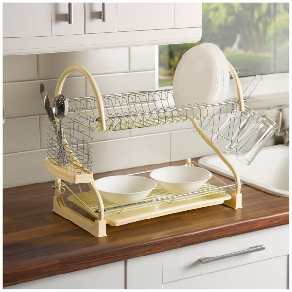 Swan 2 Tier S Shape Dish Rack Cream IWOOT