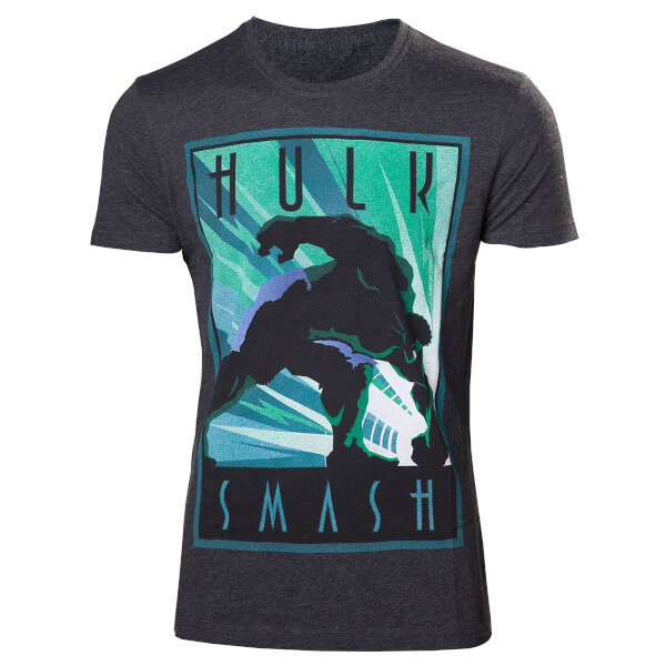 T-shirt Marvel Hulk Smash Fist Circle - Unisexe, Coton, Manches Courtes, Style Rétro Années 70-90
