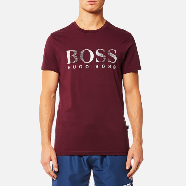 BOSS Hugo Boss Men's Large Logo T-Shirt - Dark Red - Free UK Delivery ...