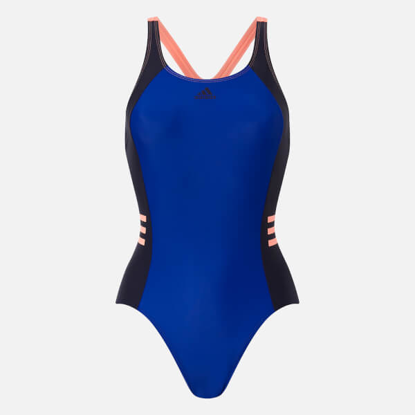 adidas Swim Women's 3 Stripe Paneled 1 Piece Swimsuit - Collegiate ...