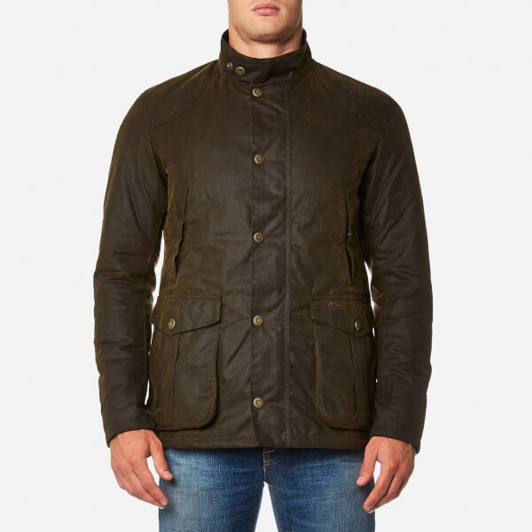 Barbour Men's Leeward Wax Jacket - Olive Clothing | TheHut.com