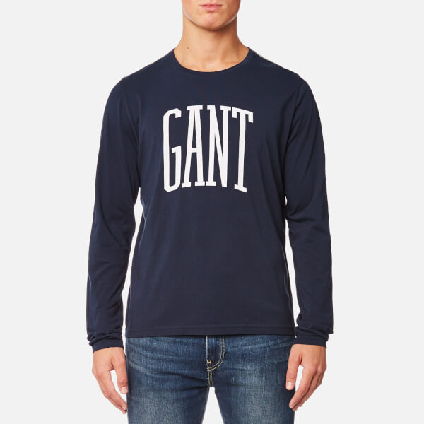 GANT Men's Long Sleeve T-Shirt - Evening Blue Clothing | TheHut.com
