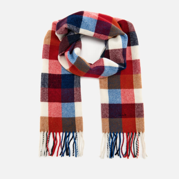 GANT Men's Multicheck Scarf Bright Red Clothing