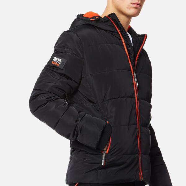 Superdry Men's Sports Puffer Jacket - Black/Vermillion Clothing ...