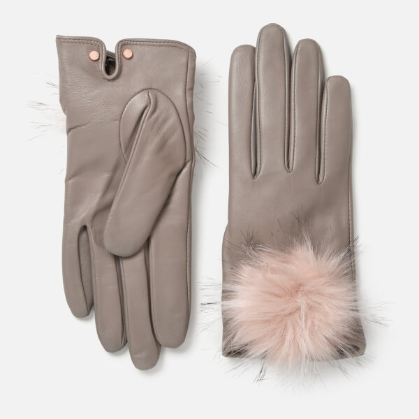 Ted Baker Women's Pomi Pom Gloves Light Grey