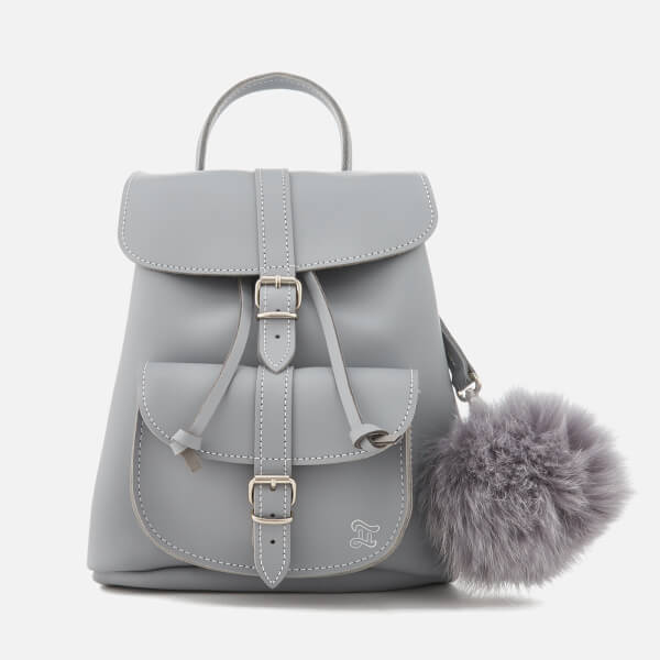 womens grey leather backpack
