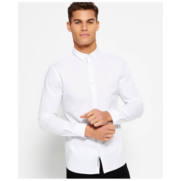 Superdry Men's Tailored Slim Fit Long Sleeve Shirt - Optic White Mens ...