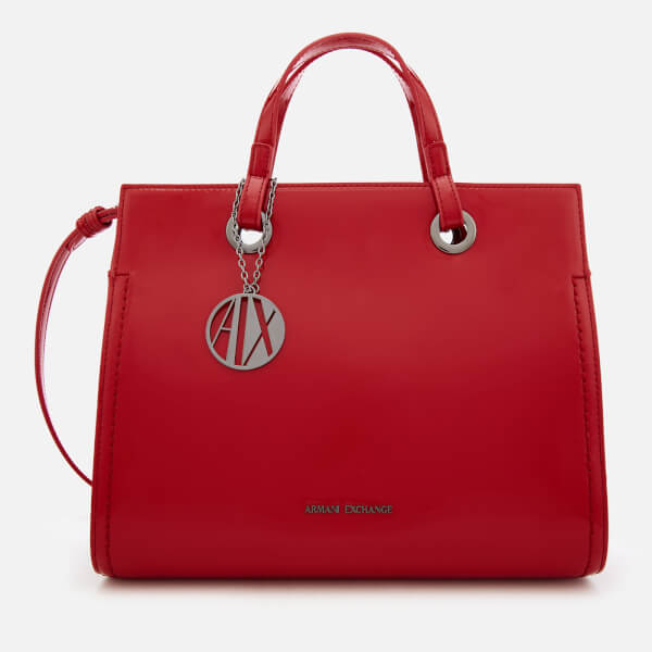 Armani Exchange Women's Structured Patent Tote Bag - Red