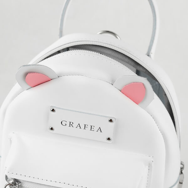Grafea Women's Mini Zippy Kitty Backpack White