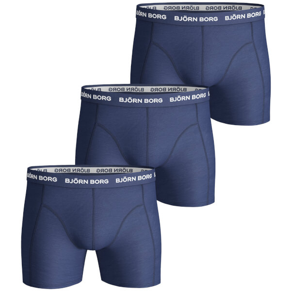 Bjorn Borg Men's 3 Pack Solids Boxer Shorts - Blue Depths Mens ...