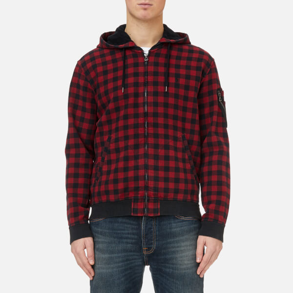Polo Ralph Lauren Men's Check Hooded Jacket Red/Black Free UK