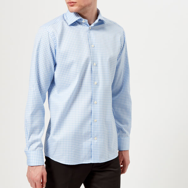 Eton Men's Contemporary Fit Extreme Cut Away Gingham Check Shirt ...