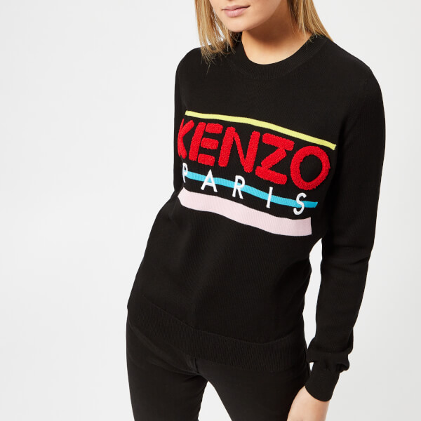 KENZO Women's KENZO Paris Knitted Jumper Black Free UK Delivery over £50