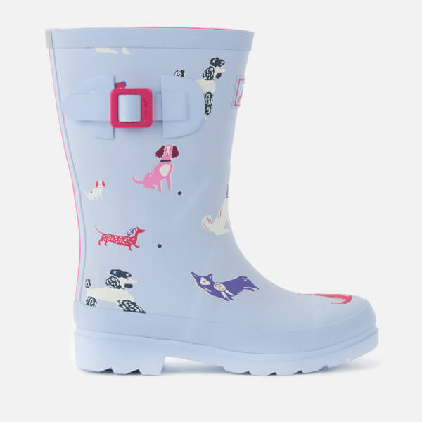 Joules Kids' Printed Wellies Sky Blue Dotty Dogs Junior Clothing