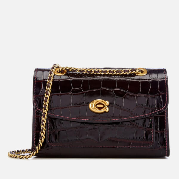 Coach Women S Embossed Croc Parker Shoulder Bag Plum Free Uk Coach Women S Embossed Croc Parker Shoulder Bag Plum Image 1