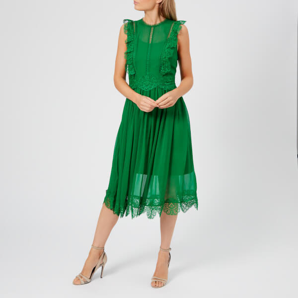 Ted Baker Women's Porrla Frill Lace Midi Dress Bright Green Womens