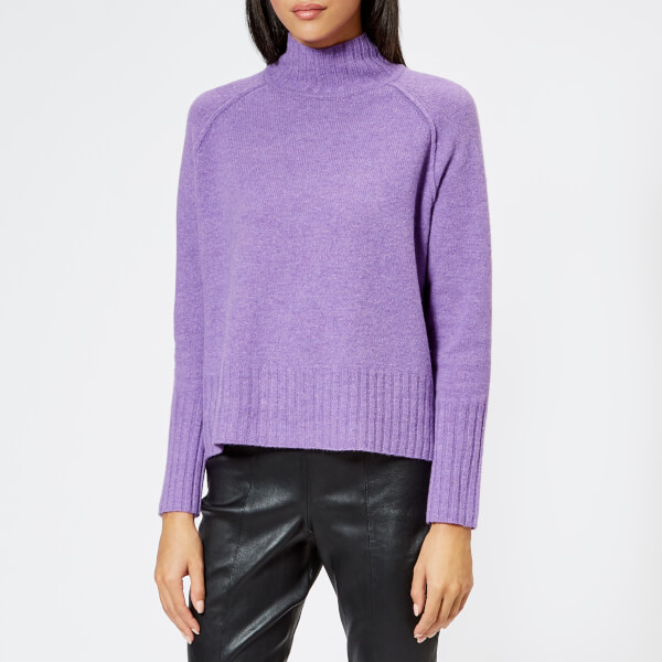 Whistles Women's Funnel Neck Wool Knitted Jumper Lilac Womens Clothing
