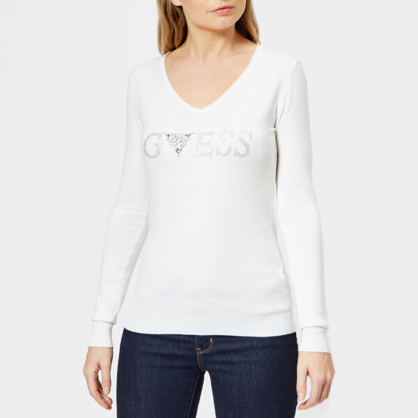 Guess Women's Long Sleeve Geneva Sweatshirt - White Womens Clothing ...