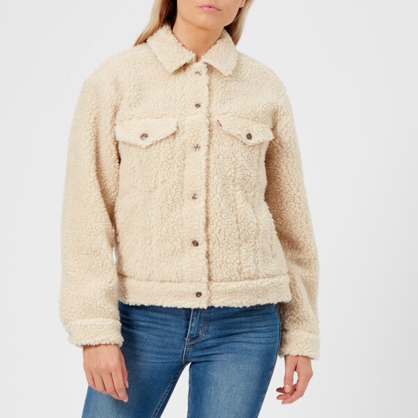 Levi's Women's All Over Sherpa Trucker Jacket Cloud Cream Womens