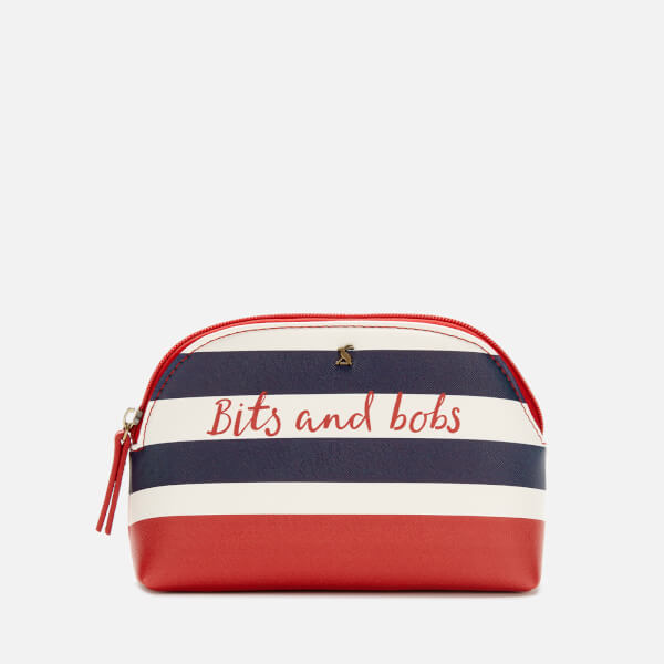 Joules Women's Short Haul Make Up Bag Navy Stripe Text Womens