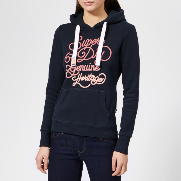 Superdry Women's 67 Genuine Fade Embroidery Entry Hoodie - Eclipse Navy ...