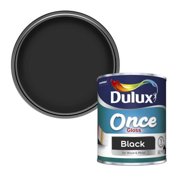 Dulux Once Black Gloss Paint 750ml Homebase