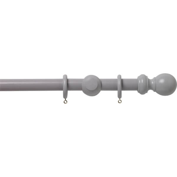 Grey Wood 28mm Curtain Pole with Ball Finials 2.4m Homebase