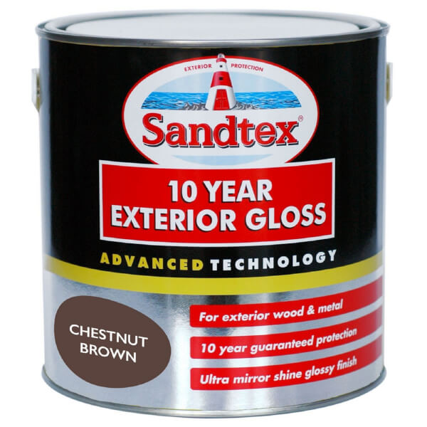 Sandtex Exterior 10 Year Gloss Paint Chestnut Brown 2.5L Homebase