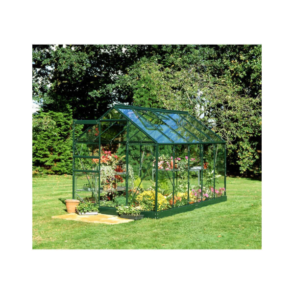 Halls 10 x 6ft Aluminium Popular Green Greenhouse with ...