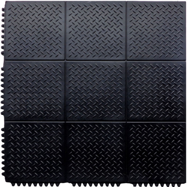 Interlocking Rubber Checker Plate Floor Mat Black Homebase
