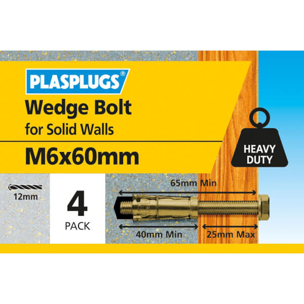 Plasplugs Anchor Bolt M6 x 60mm Homebase