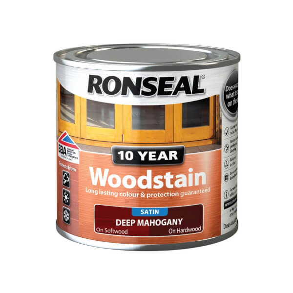 Ronseal 10 Year Woodstain Satin Deep Mahogany 250ml Homebase
