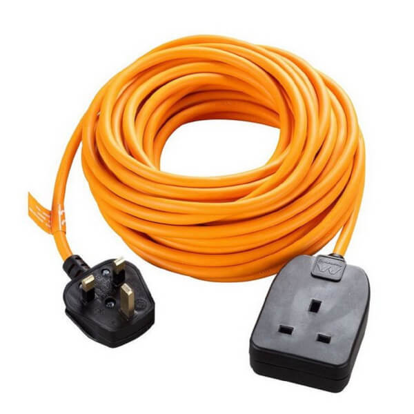 Masterplug 1 Socket Heavy Duty Extension Lead 10m Orange/Black Homebase
