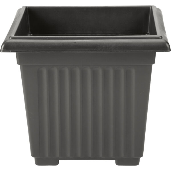 Square Corinthian Plant Pot Black 40cm Homebase