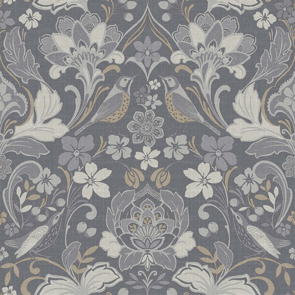 Arthouse Folk Floral Smooth Grey Wallpaper Homebase