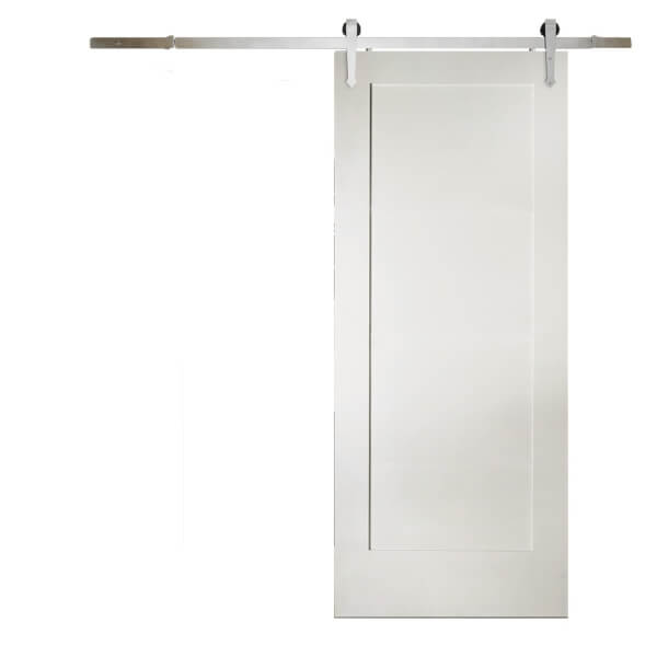 Shaker 1 Panel White Primed Sliding Barn Door with Provincial Track
