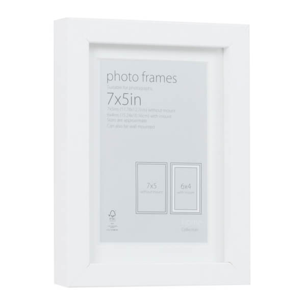 Photo Frame White 7 x 5 with 6 x 4 Mount Aperture Homebase